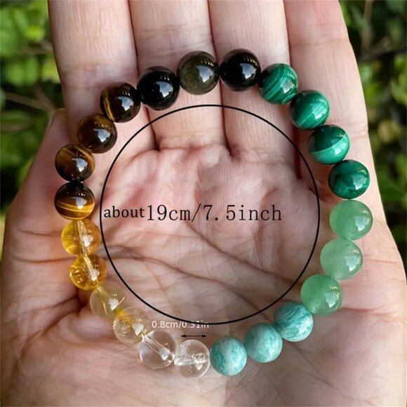Natural Gemstone Beaded Bracelet For Wealth Abundance & Prosperity With Tiger Ey - Picture 2 of 6